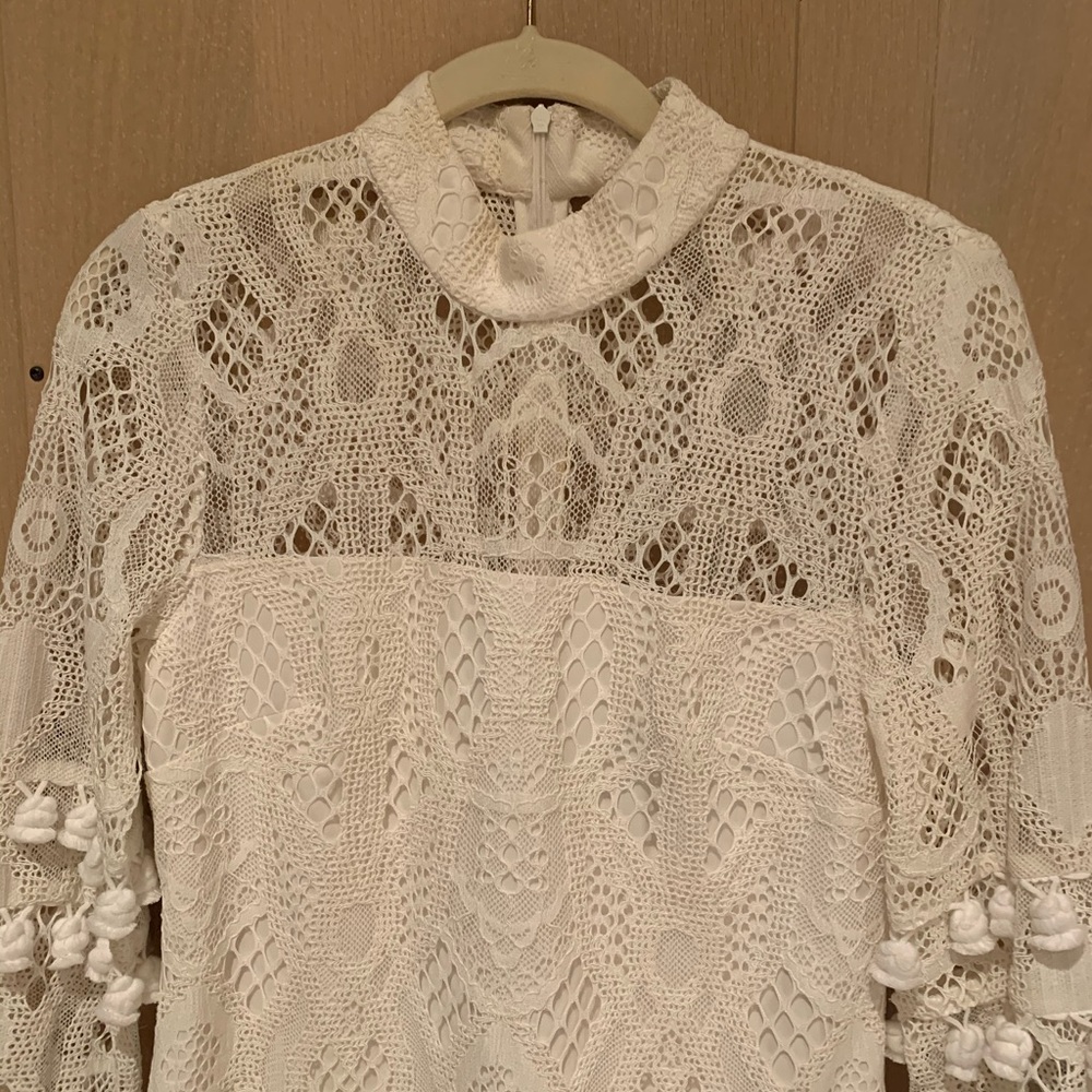 Alexis Ivory Crochet Lace High-Neck Dress